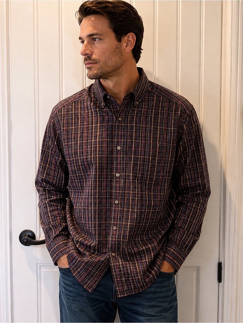 Men's  Ariat Plaid Button-Down Shirt XL
